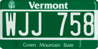 VT license plate WJJ758