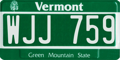 VT license plate WJJ759