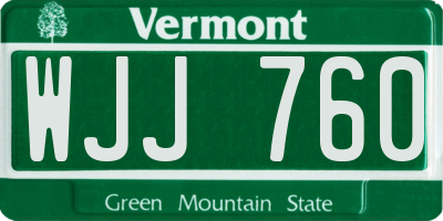 VT license plate WJJ760