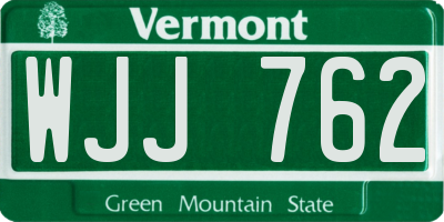 VT license plate WJJ762