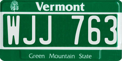 VT license plate WJJ763