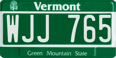 VT license plate WJJ765