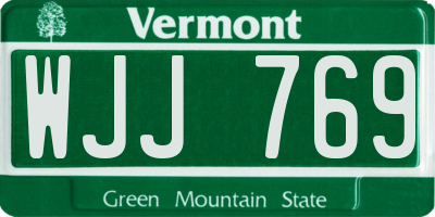 VT license plate WJJ769