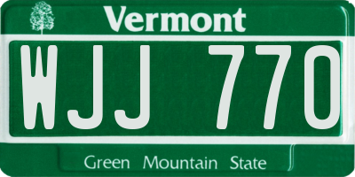 VT license plate WJJ770