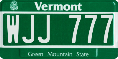 VT license plate WJJ777