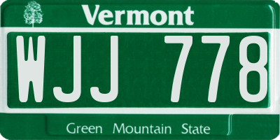VT license plate WJJ778