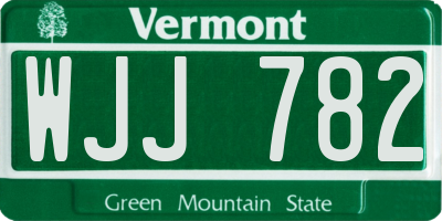 VT license plate WJJ782
