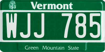 VT license plate WJJ785