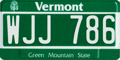 VT license plate WJJ786