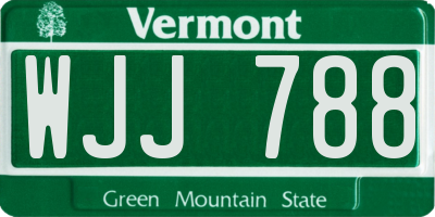 VT license plate WJJ788