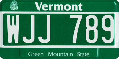 VT license plate WJJ789