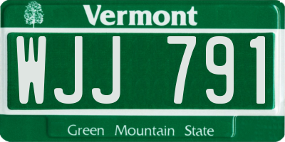 VT license plate WJJ791