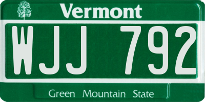 VT license plate WJJ792
