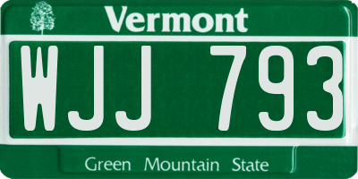 VT license plate WJJ793