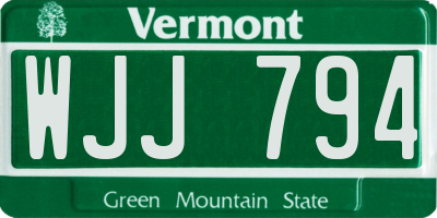 VT license plate WJJ794