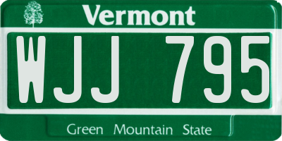 VT license plate WJJ795