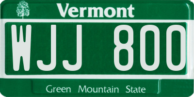 VT license plate WJJ800