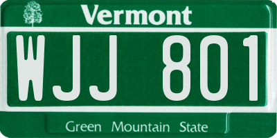 VT license plate WJJ801