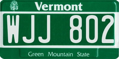 VT license plate WJJ802