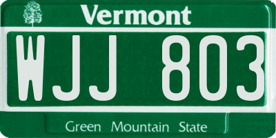 VT license plate WJJ803