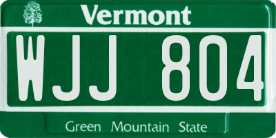 VT license plate WJJ804