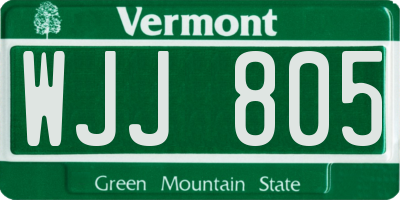 VT license plate WJJ805