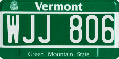 VT license plate WJJ806