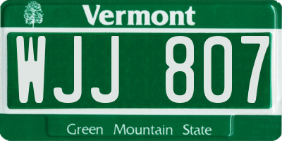 VT license plate WJJ807