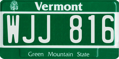 VT license plate WJJ816