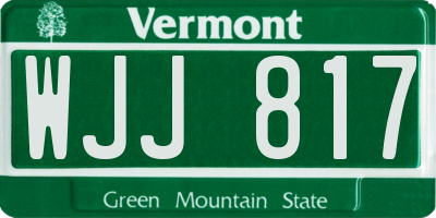 VT license plate WJJ817