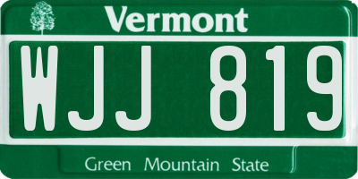 VT license plate WJJ819
