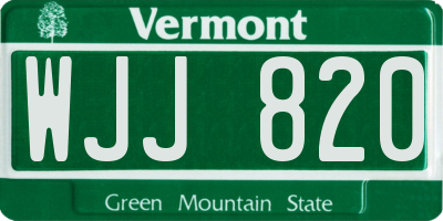 VT license plate WJJ820