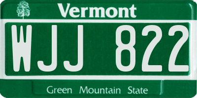 VT license plate WJJ822