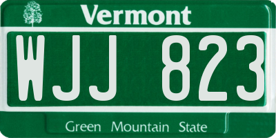 VT license plate WJJ823