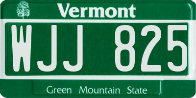 VT license plate WJJ825
