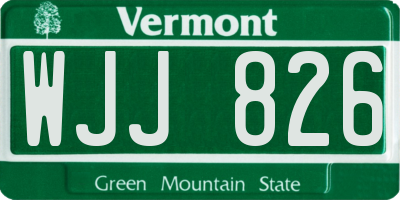 VT license plate WJJ826
