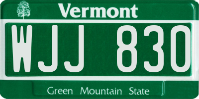 VT license plate WJJ830