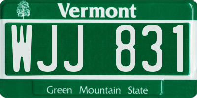 VT license plate WJJ831