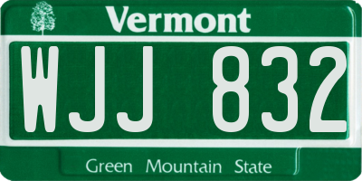 VT license plate WJJ832