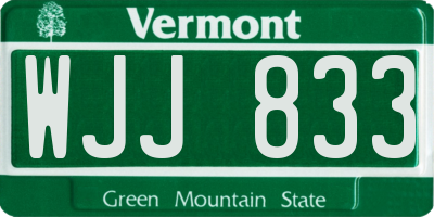 VT license plate WJJ833