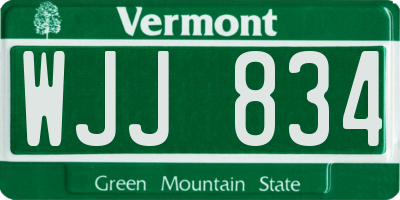 VT license plate WJJ834