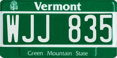 VT license plate WJJ835