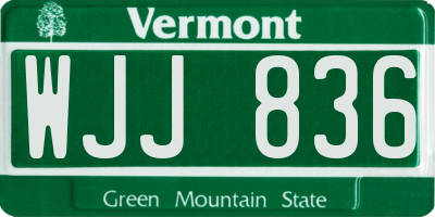 VT license plate WJJ836