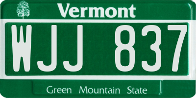 VT license plate WJJ837