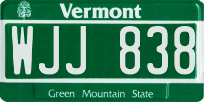 VT license plate WJJ838