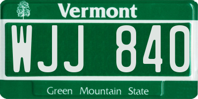 VT license plate WJJ840