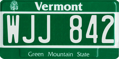 VT license plate WJJ842