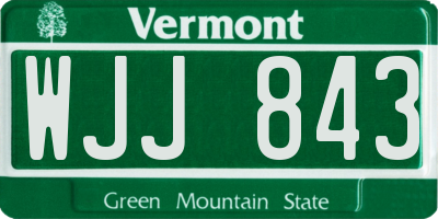 VT license plate WJJ843
