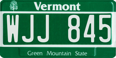 VT license plate WJJ845