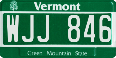 VT license plate WJJ846